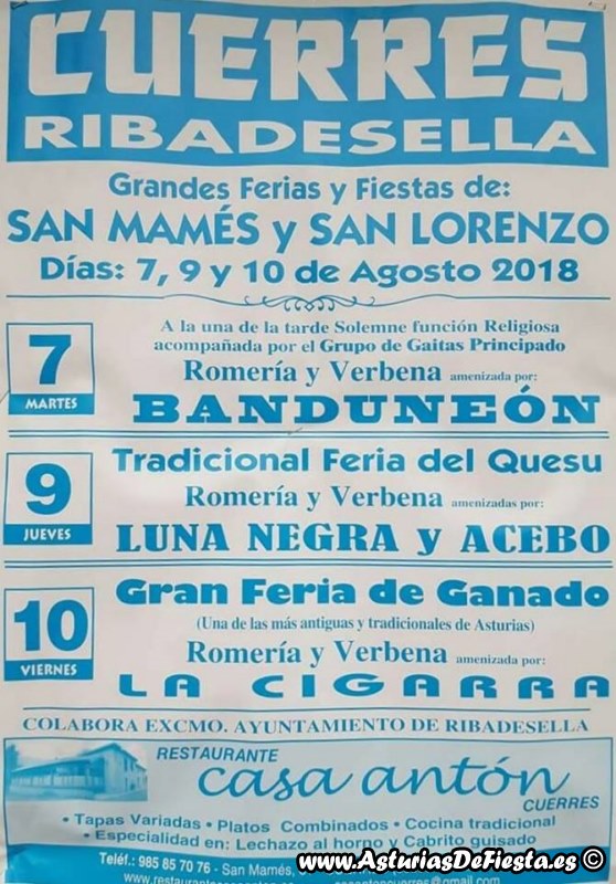 visual fuego dígito Fiesta de San Mamés y San Lorenzo en Cuerres (Ribadesella) 2018 | 08 -  Agosto | AsturiasDeFiesta